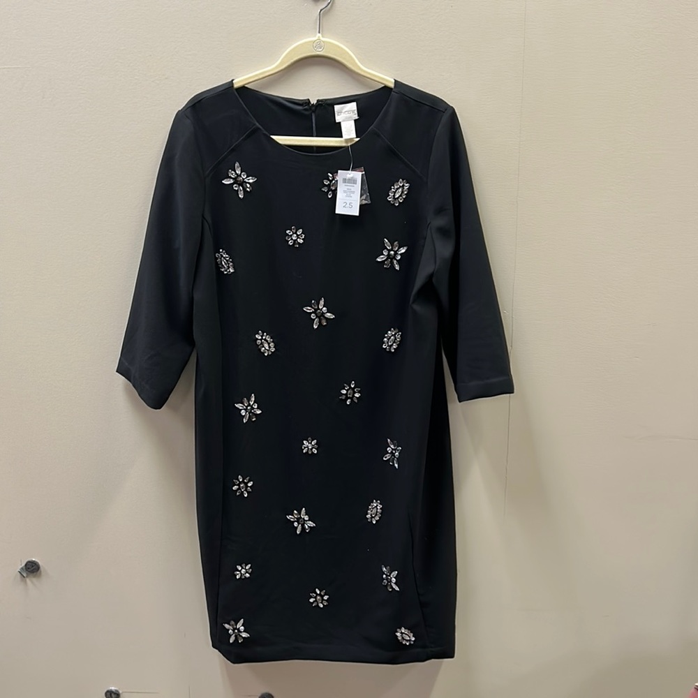 Chicos dress black with rhinestone beads new with tags, size 2.5 (14)